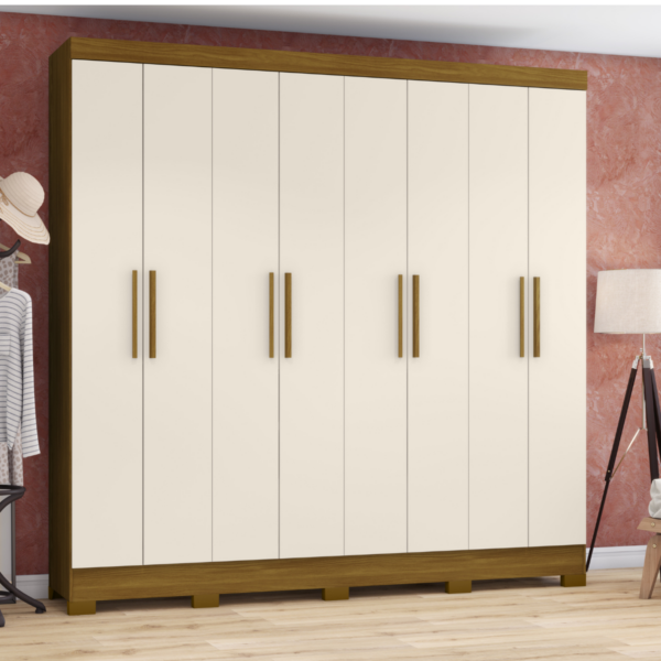GUARDA ROUPA 8 PORTAS B51 NATURE/OFFWHITE (HENN)