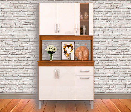 Kit de Cozinha 6 Portas Noce/Off White Lion Indékes