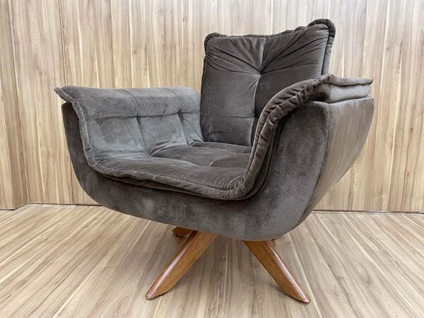 Poltrona Decorativa Giratória 1 Lugar Marrom 1049 Ana