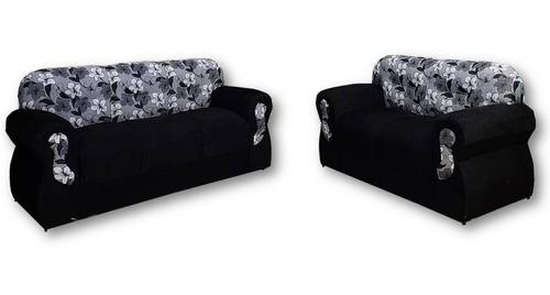 Jogo de Sofá de 2 e 3 Lugares Brasil/Viena Preto Floral