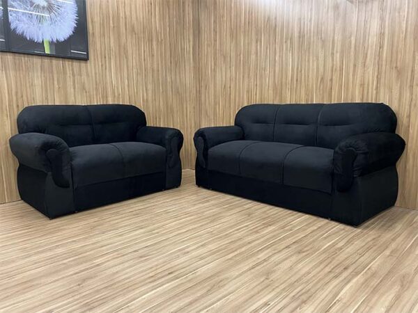 Jogo de Sofá de 2 e 3 Lugares Brasil/Viena Preto Liso