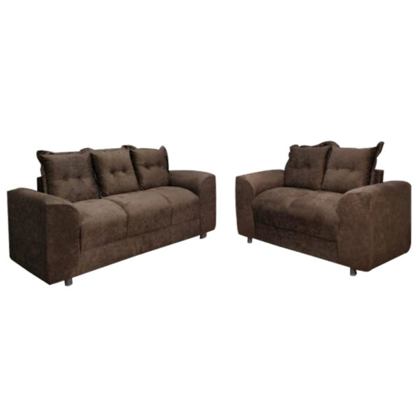 Jogo de Sofá de 2 e 3 lugares Porto Marrom Suede Resistente Promoção