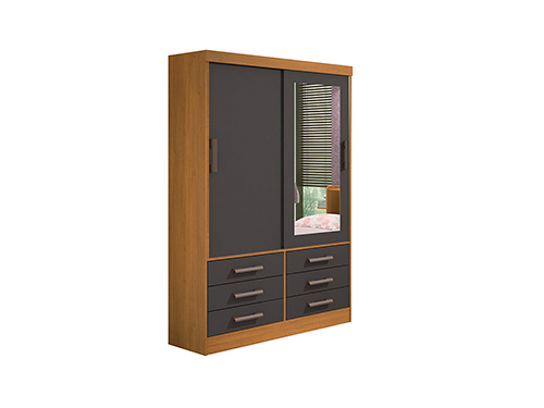 Guarda-Roupa 2 Portas 6 Gavetas C/Espelho Cinam/Graft Meridia 1.35 M