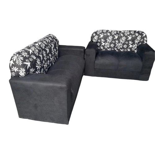 Conjunto de Sofá de 2 e 3 Lugares Preto Estampado