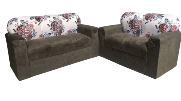 Conjunto de Sofá de 2 e 3 Lugares Marrom Estampado