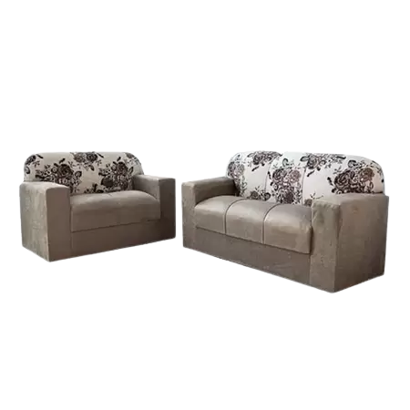 Conjunto de Sofá de 2 e 3 Lugares Bege Estampado