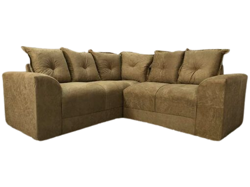 Sofá de Canto L Caramelo Almofadas Lisas