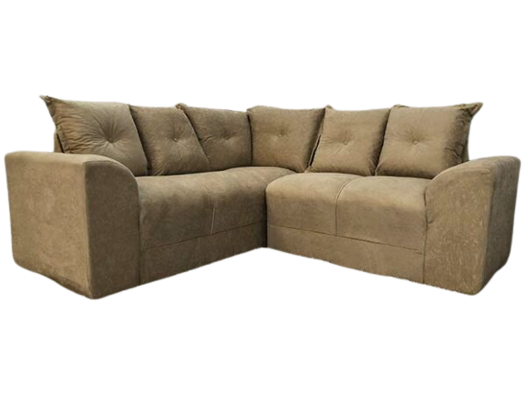 Sofá de Canto L Bege Escuro Almofadas Lisas