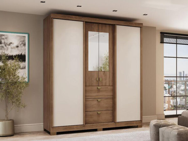 Guarda Roupa Fit 2 Portas Freijó Lin/Off White Moveis Carraro