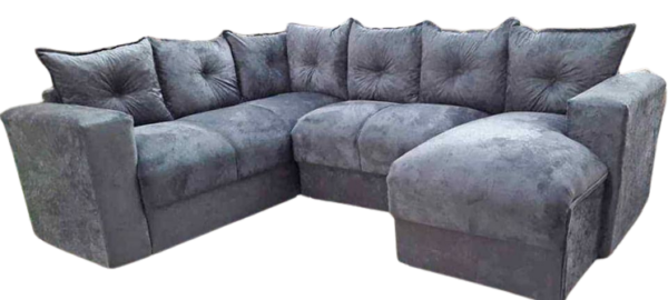 Sofá de Canto 6 lugares Tecido Suede Cinza