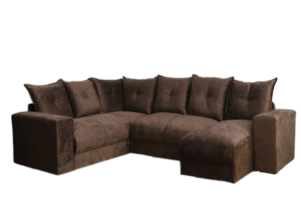 Sofá de Canto 6 lugares Tecido Suede Marrom
