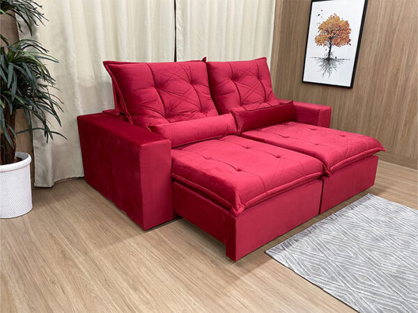 Sofá Retrátil Reclinável 2,00 m Vermelho 327 Recife
