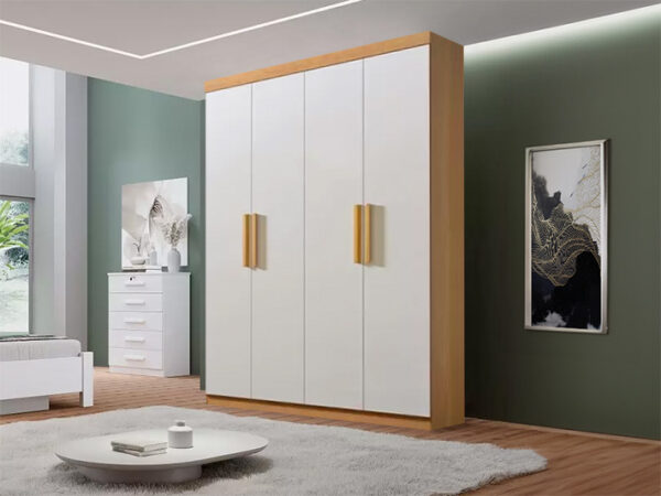 Guarda-Roupa 4 Portas Cinamomo/Off White Colibri 1,38 D'Doro