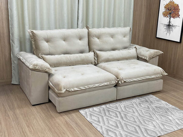 Sofá Retrátil Reclinável 1,80 m Bege 511 Aconchego