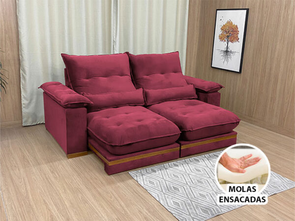 Sofá Retrátil Reclinável 2,70 m Vinho 507 Manuela