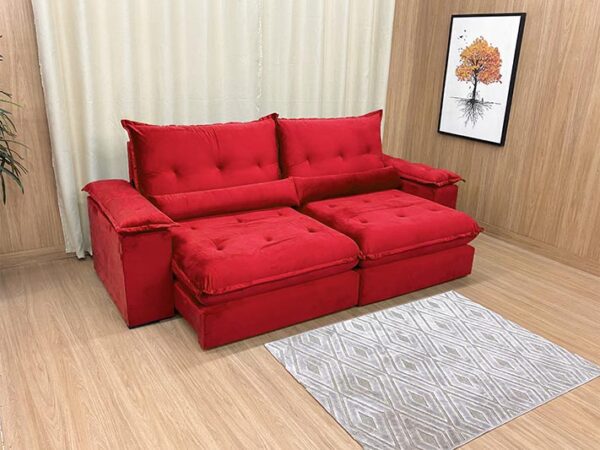 Sofá Retrátil Reclinável 2,00 m Vermelho 503 Guanabara