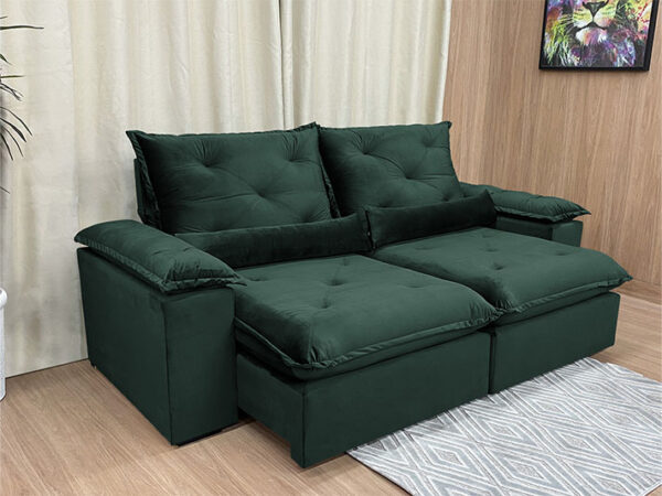 Sofá Retrátil Reclinável 2,00 m Verde 505 Zuqui Plus