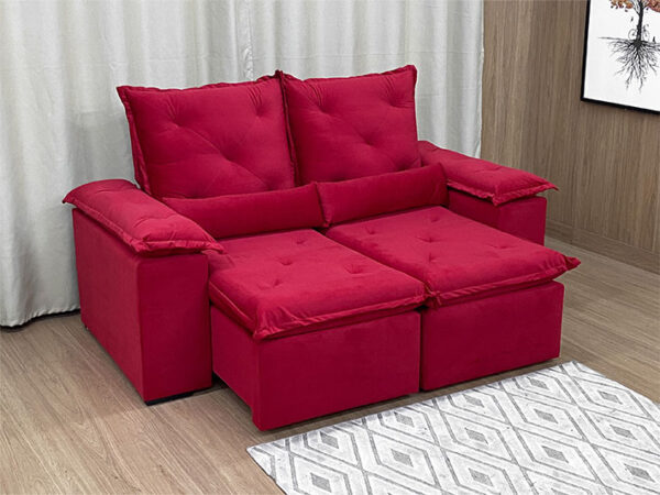 Sofá Retrátil Reclinável 2,30 m Vermelho 503 Athenas Premium
