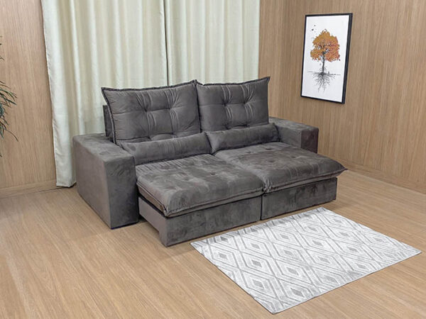 Sofá Retrátil Reclinável 2,30 m Marrom 05 Cairo Plus