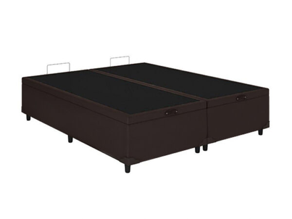 Base Box Baú Bipartido Casal Blindado Corino Linhão Café 36X138X188 AN