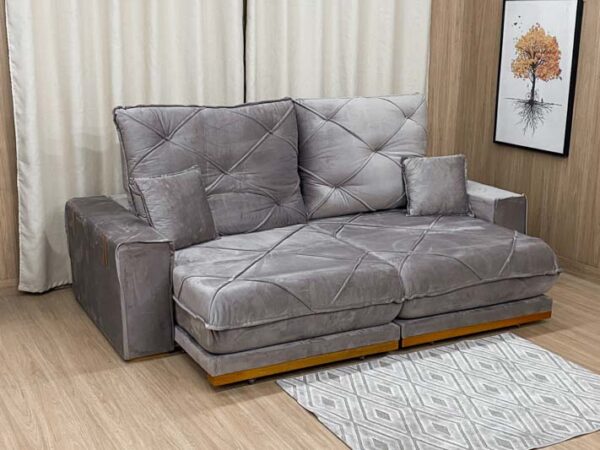 Sofá Retrátil Reclinável 2,50 m Cinza Neblina 39 Campinas Plus