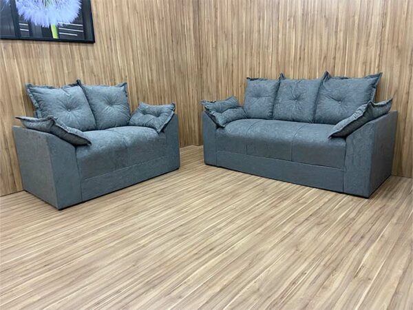 Jogo de Sofá de 2 e 3 Lugares Braços com Almofada Cinza