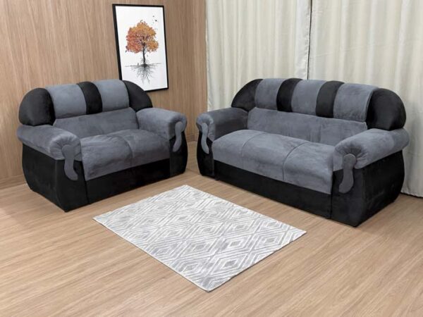 Sofá 2 e 3 Lugares Cinza com Preto 605/601 Corsa