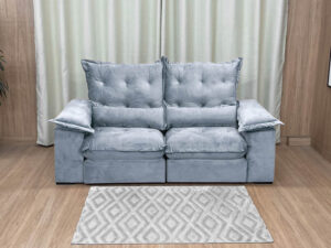 Sofá Retrátil Reclinável 2,90 m Cinza Prata 710 Aconchego