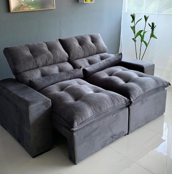 Sofá Retrátil e Reclinável Confortável 2 metros Cinza