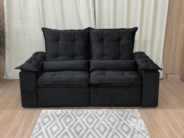 Sofá Retrátil Reclinável 2,0 m Preto 504 Egito Plus