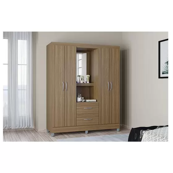 GUARDA ROUPA CORDOBA 4 Portas CAPELINHA- CASTANHO9