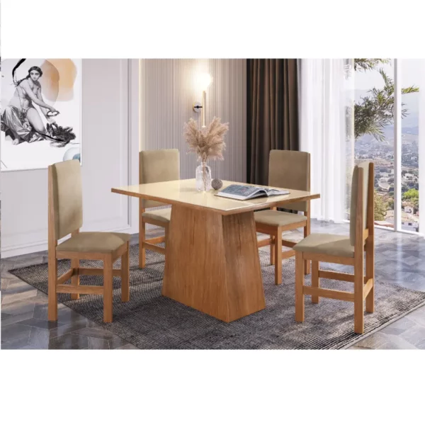 MESA ZAMARCHI 1.20 COM 4 CADEIRAS - ZAMARCHI - CANELA