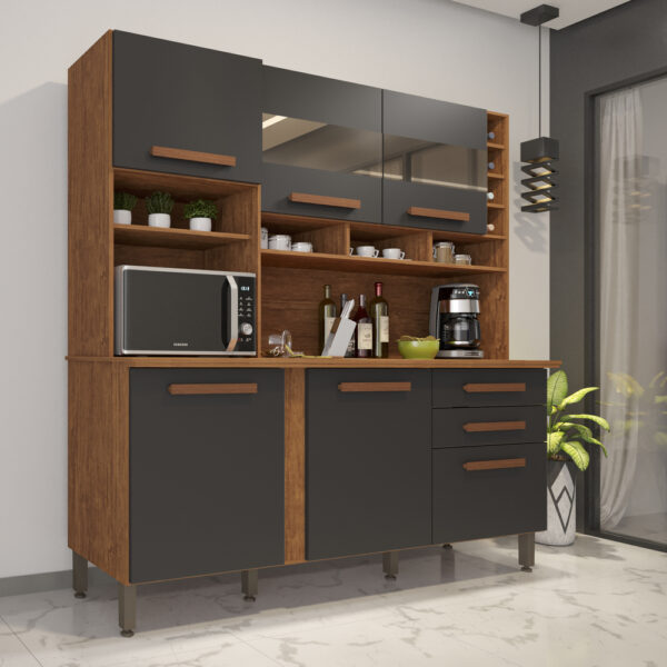 KIT ALEXIA C/ESPELHO - CINAMOMO/GRAFITE (IMOP)