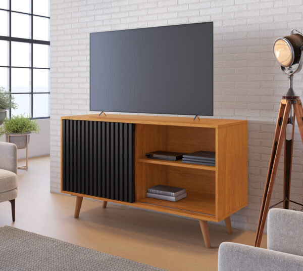 RACK CARINHO PARA TV ATÉ 43 POLEGADAS – JCM MÓVEIS – CINAMOMO/PRETO JCM