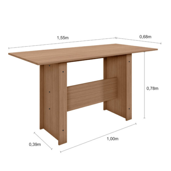 MESA MILANO 1.57 X 78 CARVALHO (SOMENTE BASE E TAMPO)