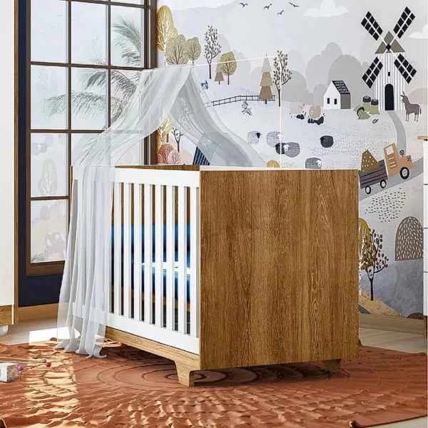 BERÇO MINICAMA LIFE - TIGUS - BRANCO/IPE