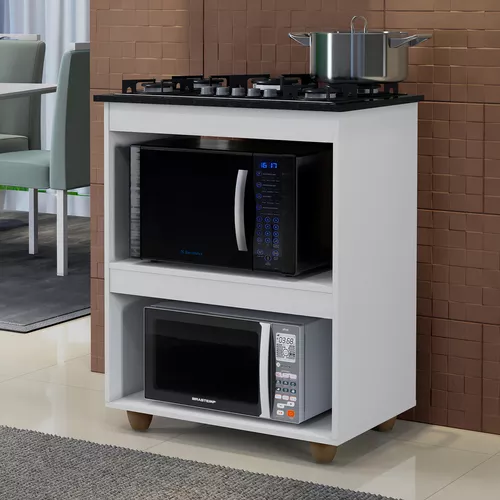 BALCÃO TURIM  PARA COOKTOP 4 BOCAS 2 NICHOS PARA FORNO - KAIKI MÓVEIS - BRANCO