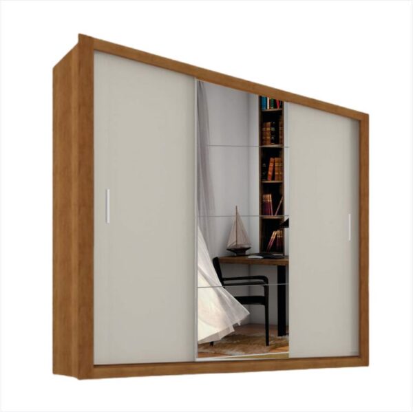 GUARDA ROUPA VENEZA 3 PTS CORRER - CINAMOMO/OFF WHITE (CARIOCA)