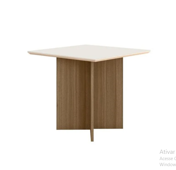 MESA JANTAR 0.90 MEL/OFF WHITE HELO TAMPO CANTO COPA C/ VIDRO (POLIMAN)