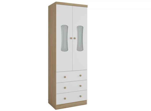 GUARDA-ROUPA LUNA INFANTIL 2 PORTAS - PEROBA MÓVEIS - BRANCO/CARVALHO