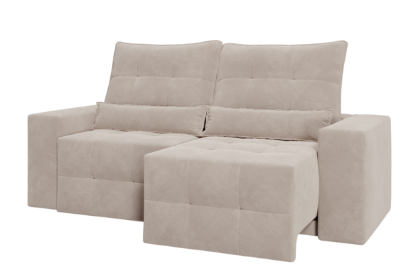 SOFÁ LISBOA RETRÁTIL E RECLINAVEL - ESTOFADO LINHARES - BEGE