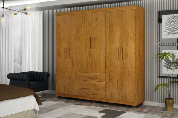 GUARDA ROUPA VERONA 6 PORTAS E 3 GAVETAS 100% MDF -CINAMOMO - NYNE