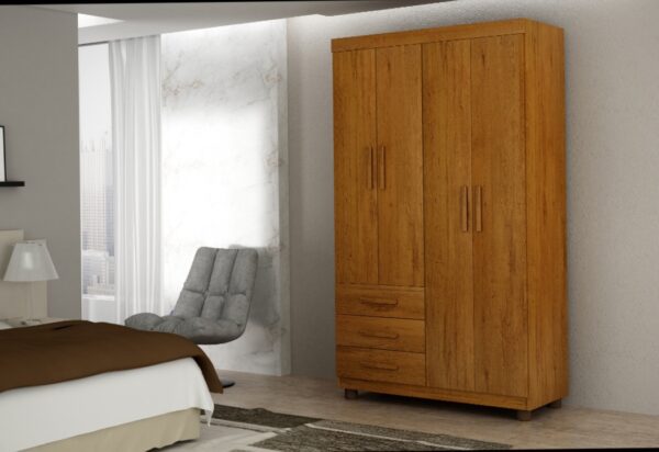 GUARDA ROUPA VERONA 4 PORTAS 3 GAVETAS 100% MDF- CINAMOMO- NYNE