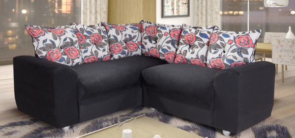 SOFA CANTO TORONTO 6 LUGARES - JOVEM ESTOFADOS - PRETO