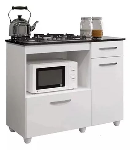 BALCÃO VIOLETA COOKTOP 4 BOCAS - BRANCO (KAIKI MOVEIS)