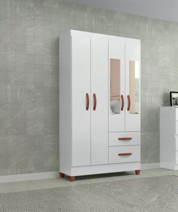 GUARDA ROUPA FORTALEZA 4 portas -  BRANCO BRILHO (ATUALLE)