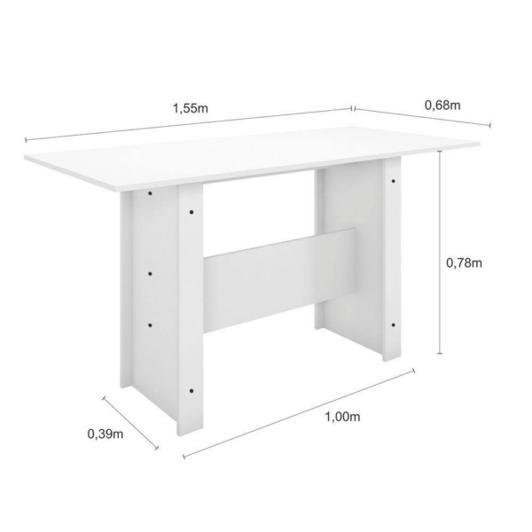 MESA MILANO 1.57 X 78 BRANCO  (SOMENTE BASE E TAMPO)