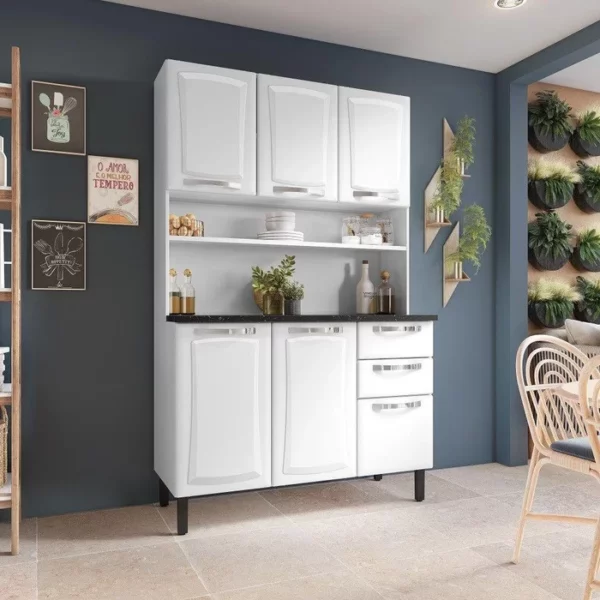 KIT PRATIKA 1.05 AÇO C/06 PORTAS E 2 GAVETAS- BRANCO (ITATIAIA)