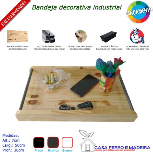 BANDEJA DECORATIVA INDUSTRIAL - JISA - PINUS