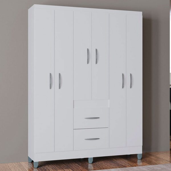 GUARDA ROUPA MILAO 6 PORTAS - BRANCO (POQUEMA)